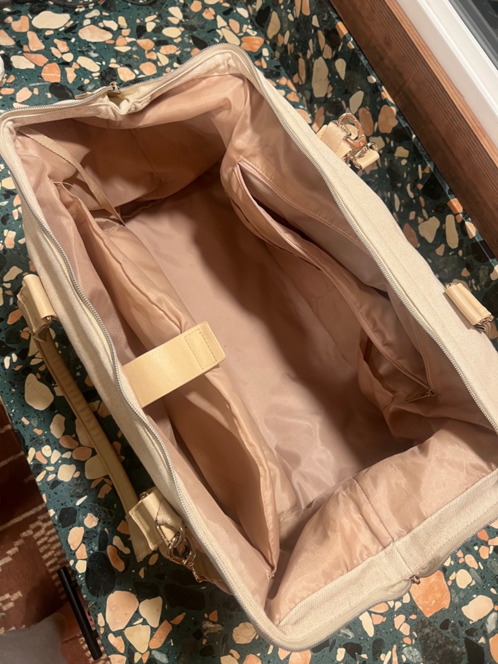 BEIS Beige and Cream Travel Duffel Bag - Picture 3 of 11